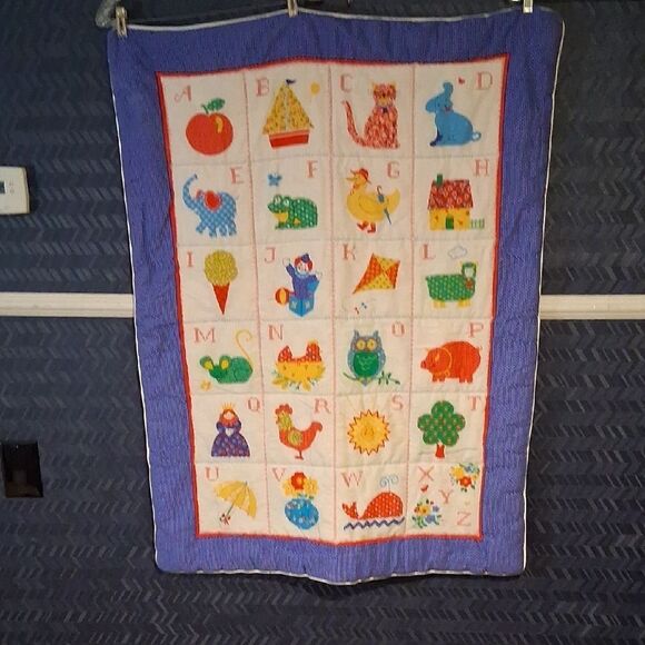 Vintage Colorful Alphabet Baby Quilt #150
